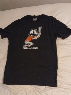 Under Armour Men's Black Graphic Tee with Orange Batter Illustration